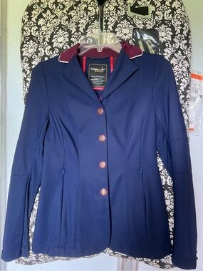 Navy Tredstep Ireland Show Jacket with Maroon Trim Size 0